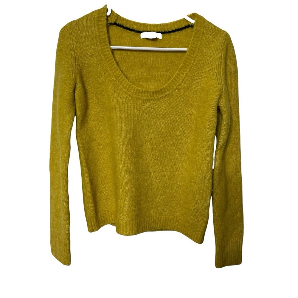 Boden Fluffy Scoop Neck Sweater Women’s XS Alpaca Blend Mustard Yellow